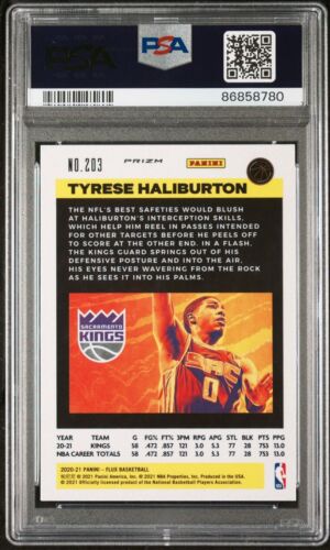 2020-21 Tyrese Haliburton Panini Flux Fanatics Cracked Ice Rookie PSA 10 #203