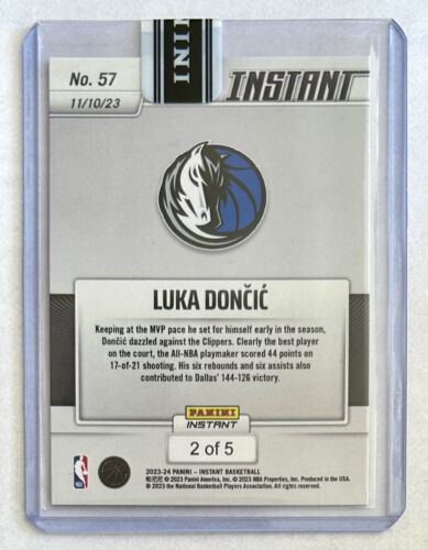 2023-24 Panini Instant Luka Doncic #57 Versicolor /5 Dallas Mavericks