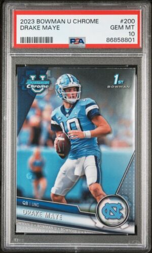 2023 Bowman Chrome U University 1st Drake Maye #200 PSA 10 RC Rookie Gem Mint