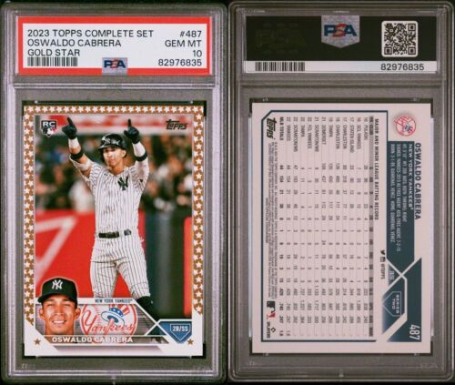 2023 Topps Complete Set Gold Star Oswaldo Cabrera RC PSA 10 Pop 1 Yankees Rookie