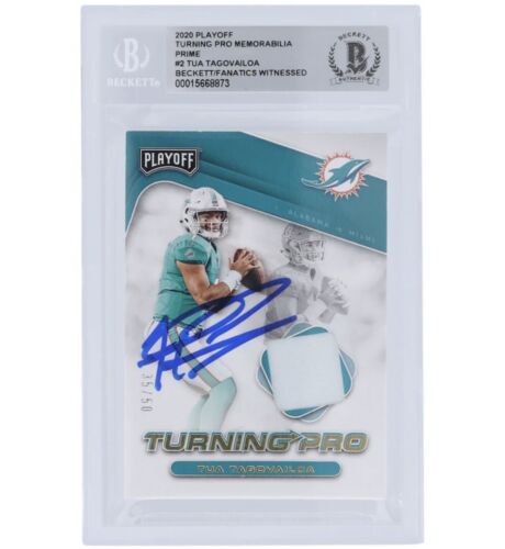 2020 Playoff Turning Pro Memorabilia Prime /50 RPA Tua Tagovailoa RC Rookie Auto