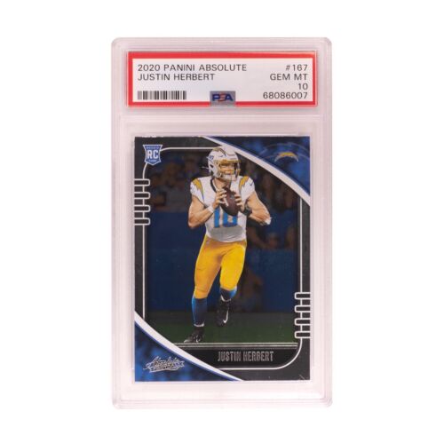 2020 Absolute Football Justin Herbert Rookie RC #167 PSA 10 Chargers GEM MINT