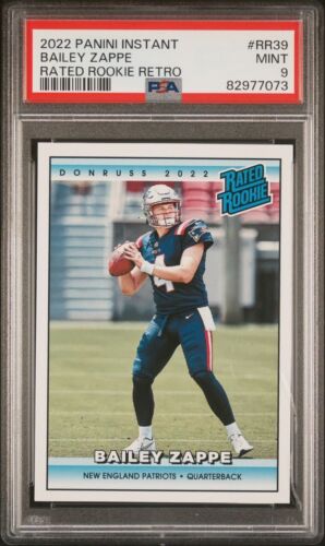 2022 Panini Instant Rated Rookie Retro #RR39 Bailey Zappe PSA 9 MINT Patriots