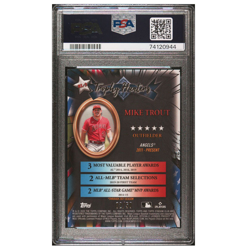 2022 Stadium Club Chrome Mike Trout Trophy Hunters Gold 02/50 PSA 9 Ebay 1/1