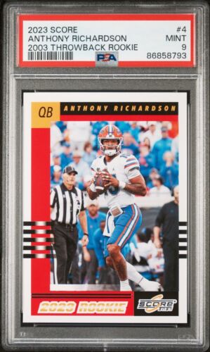 2023 Panini Score #4 Anthony Richardson 2003 Throwback Rookie PSA 9 Mint Colts