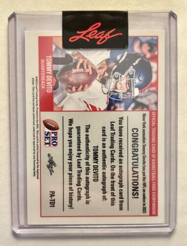 2023 Leaf Pro Set Tommy Devito RC Auto New York Giants Rookie Tommy Cutlets /246