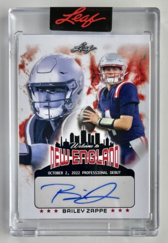 2022 Leaf Bailey Zappe Welcome to New England Rookie Auto Encased /500 Patriots