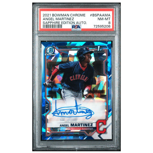 2021 Bowman Chrome Sapphire Angel Martinez 1st Bowman Auto PSA 8 Guardians