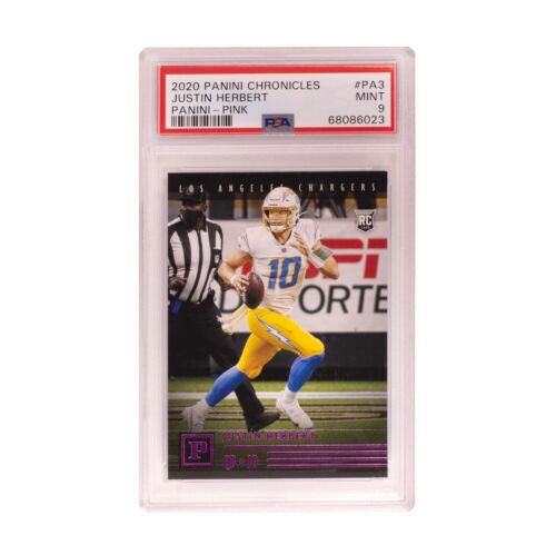 2020 Panini Chronicles Justin Herbert #PA3 Pink Rookie RC PSA 9 MINT Chargers