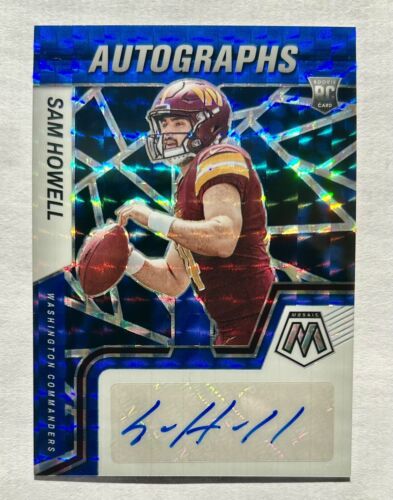 2022 Panini Mosaic Sam Howell Blue Prizm Auto /99 Rookie #RAM-SH RC Commanders