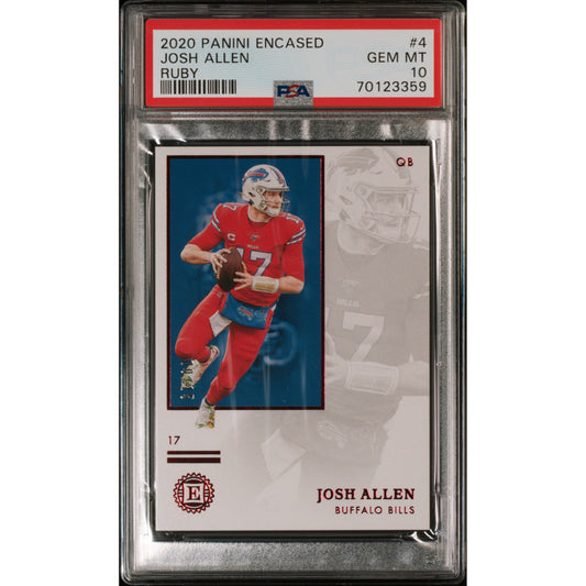 2020 Panini Encased Josh Allen Ruby /15 Buffalo Bills #4 PSA 10 Gem Mint POP 1!