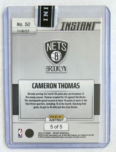 2023-24 Panini Instant Cam Cameron Thomas #50 Versicolor /5 Brooklyn Nets