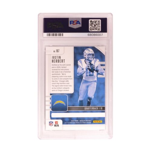 2020 Absolute Football Justin Herbert Rookie RC #167 PSA 10 Chargers GEM MINT