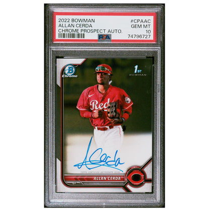 2022 Bowman 1st Chrome Allan Cerda Prospect Auto Rookie Card RC PSA 10 Reds