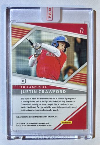 2022 Panini Elite Extra Justin Crawford Phillies Prime Numbers Auto /8 Refractor