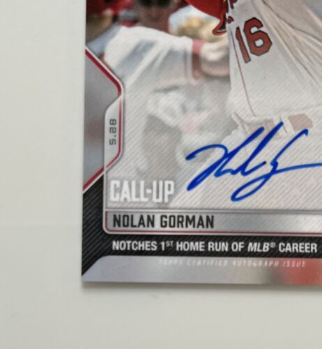 2022 MLB TOPPS NOW® Nolan Gorman Call-up Rookie Card 251A Auto /99 Cardinals