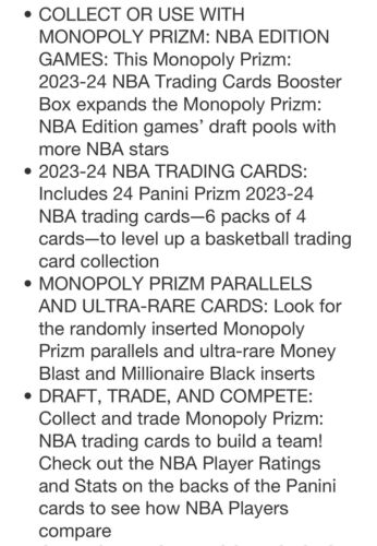 2023-24 Panini Prizm Monopoly NBA Basketball Blaster Box Factory Sealed