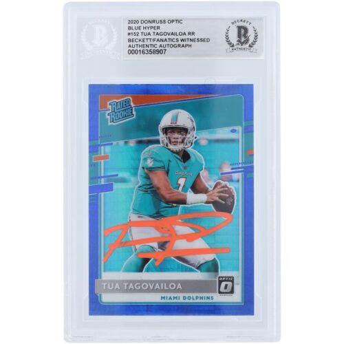 Tua Tagovailoa 2020 Optic Blue Hyper Rated Rookie Orange Auto! Tua Hair?? READ!