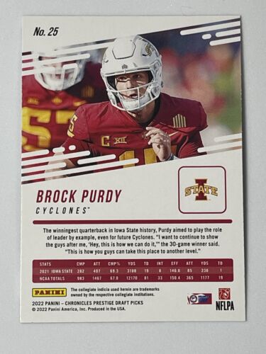 Brock Purdy RC 2022 Prestige Chronicles Draft Picks 49ers! Rookie