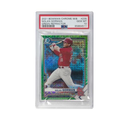 2021 Bowman Chrome Mega Box Nolan Gorman BCP235 Green Refractor Gem Mint PSA 10