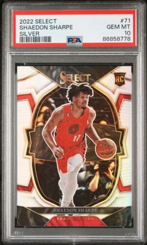 2022 Panini Select Shaedon Sharpe #71 Silver Prizm Blazers RC PSA 10 Gem Mint