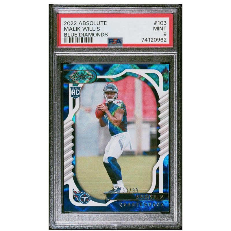 2022 Absolute Football Malik Willis RC Rookie Blue Diamonds /99 Mint PSA 9