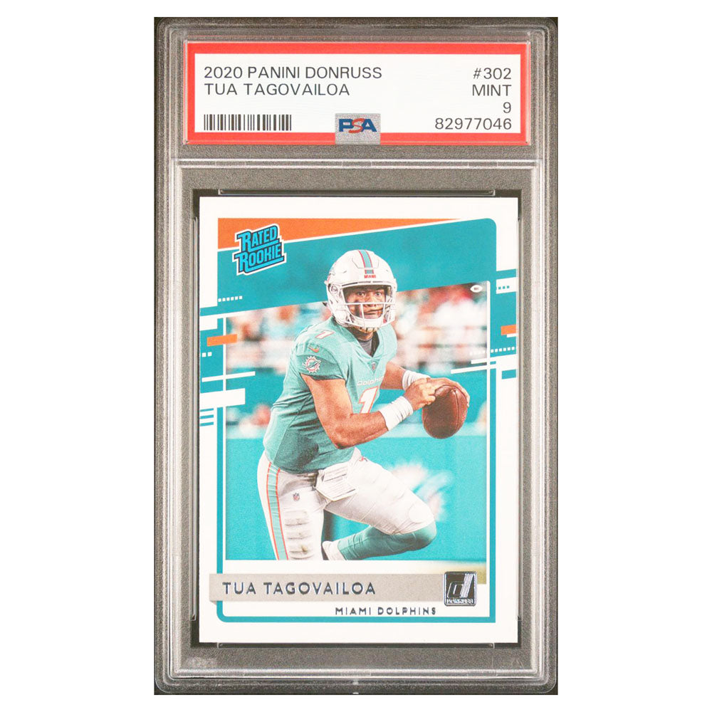 Tua Tagovailoa 2020 Panini Donruss Rated Rookie Football Card #302 PSA 9