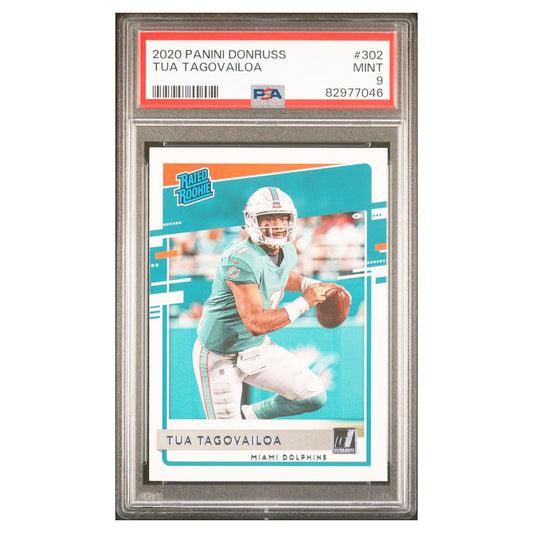 Tua Tagovailoa 2020 Panini Donruss Rated Rookie Football Card #302 PSA 9