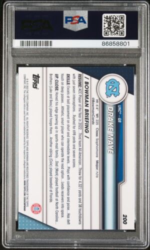 2023 Bowman Chrome U University 1st Drake Maye #200 PSA 10 RC Rookie Gem Mint