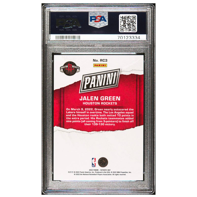 2022 Panini Father's Day Jalen Green PSA 10 Gem Mint RC3 Rockets Rookie Pop 3