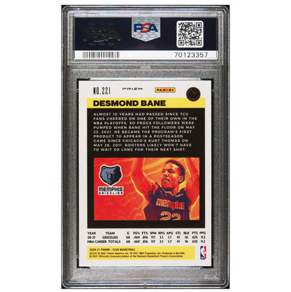 2020 Panini Flux Fanatics Cracked Ice Prizm #221 Desmond Bane RC Rookie PSA 10