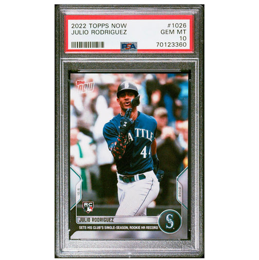 2022 Topps Now #1026 Julio Rodriguez Seattle Mariners Rookie RC HR Record PSA 10