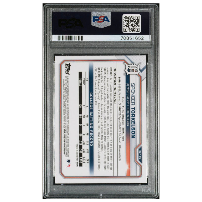 2021 Bowman Chrome Mega Box Mojo #BCP-96 Spencer Torkelson PSA 10 Gem Mint RC