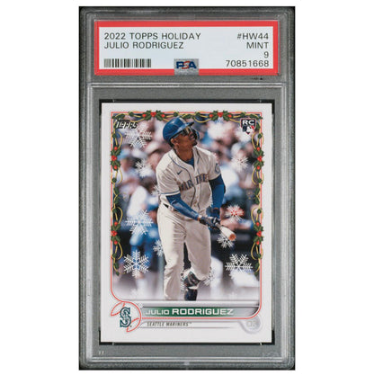 2022 Topps Holiday #HW44 Julio Rodriguez RC Rookie PSA 9 Mint Seattle Mariners