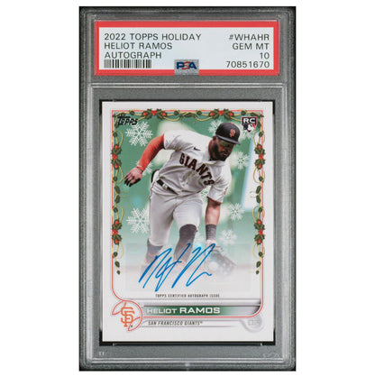 2022 Topps Holiday Heliot Ramos RC Rookie Auto /50 WHA-HR PSA 10 Giants Pop 1