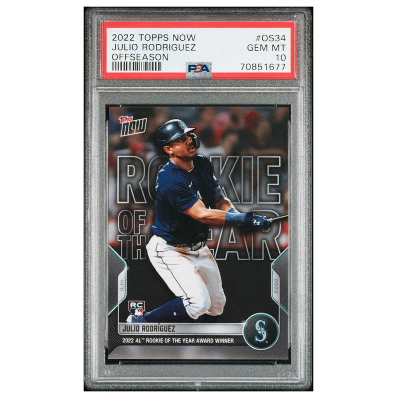 2022 Topps Now Offseason OS34 Julio Rodriguez PSA 10 Rookie of the Year Mariners