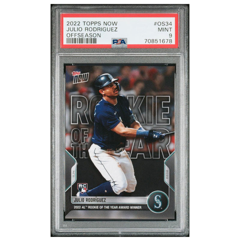 2022 Topps Now Offseason OS34 Julio Rodriguez PSA 9 Rookie of the Year Mariners