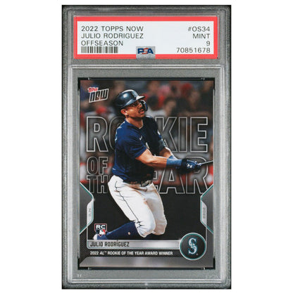 2022 Topps Now Offseason OS34 Julio Rodriguez PSA 9 Rookie of the Year Mariners