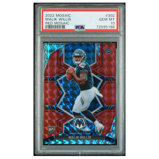 2022 Panini Mosaic Malik Willis Rookie RC Red Mosaic Prizm #302 Gem Mint PSA 10