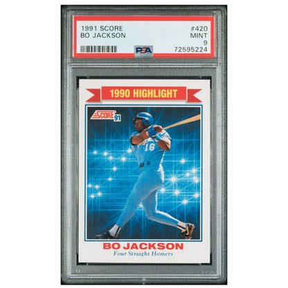 1991 Score Bo Jackson 1990 Highlights 4 Straight Homers Mint PSA 9 Royals #420