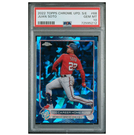 2022 Topps Chrome Update Sapphire Juan Soto 100 Career Home Runs Gem Mint PSA 10