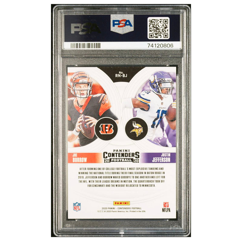 2020 Contenders Joe Burrow Justin Jefferson RUBY RC Rookie Round Numbers PSA 10