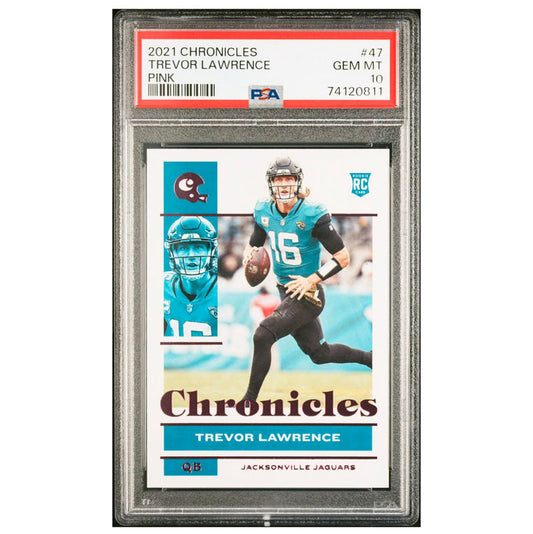 2021 Panini Chronicles Trevor Lawrence Pink #47 Rookie RC GEM MT PSA 10 Jaguars