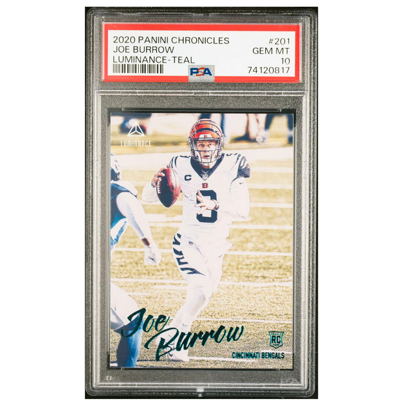 2020 Panini Chronicles #201 Joe Burrow Luminance Teal RC Rookie PSA 10 Bengals