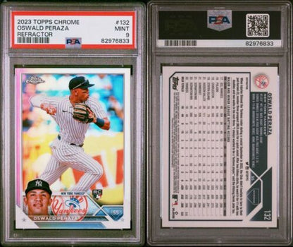 2023 Topps Chrome Oswald Peraza RC Rookie #132 Refractor PSA 9 MINT Yankees