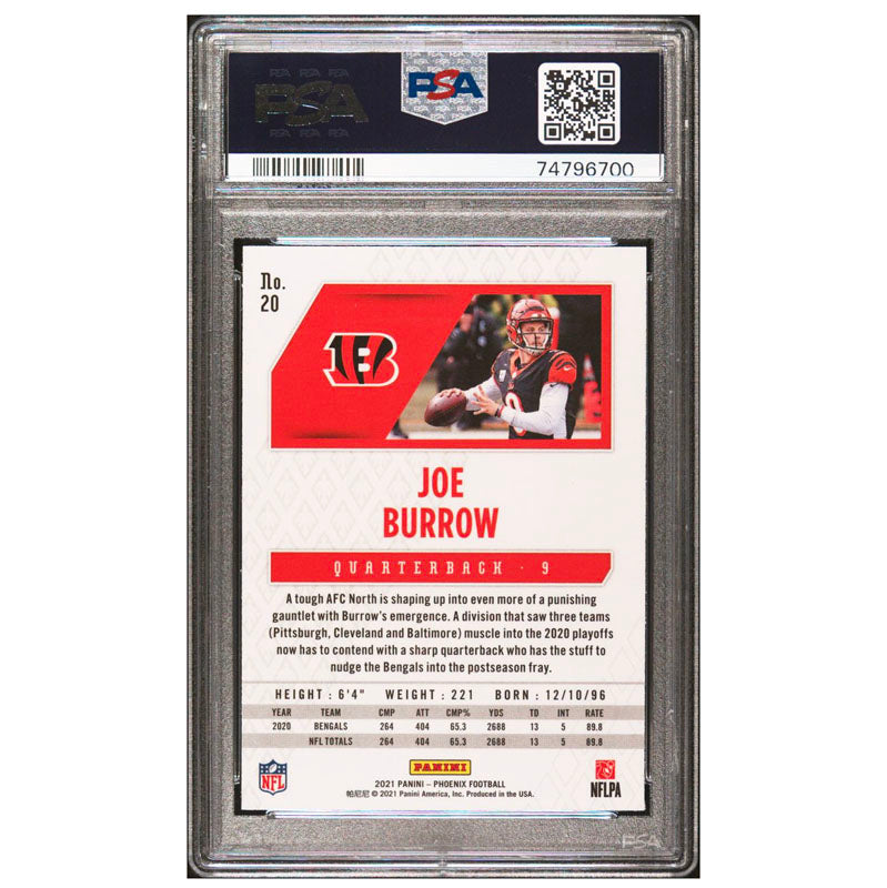 2021 Panini Phoenix Joe Burrow Fire Burst #20 PSA 8 Cincinnati Bengals