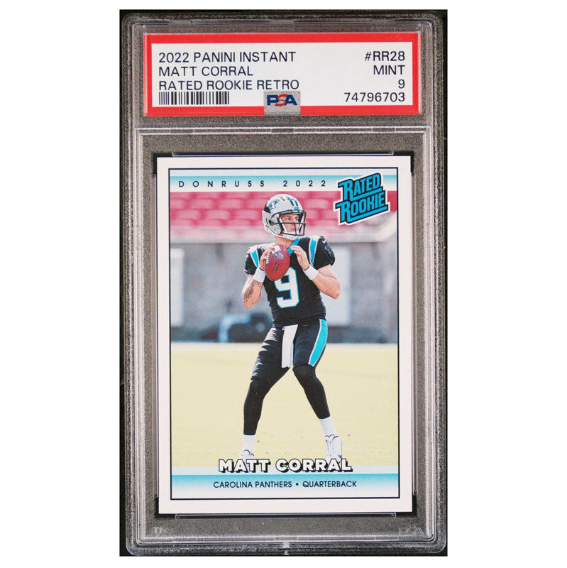 2022 Panini Instant Donruss Rated Rookie Retro Matt Corral Mint PSA 9 Panthers