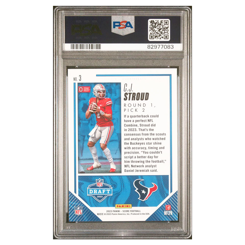 2023 Panini Score Football NFL Draft #3 CJ Stroud Texans RC Rookie PSA 10 GM MNT