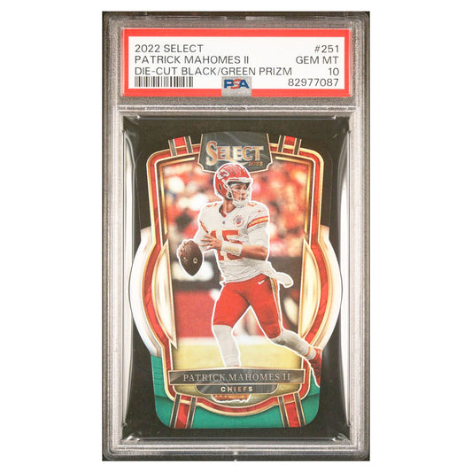 2022 Select Patrick Mahomes Black & Green Die Cut Club Level Prizm PSA 10 Pop 1