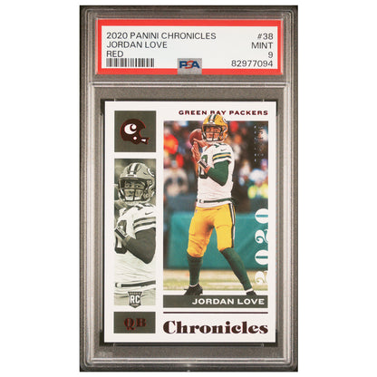 2020 Panini Chronicles Jordan Love Red PSA 9 #38 /199 Rookie RC Packers Mint